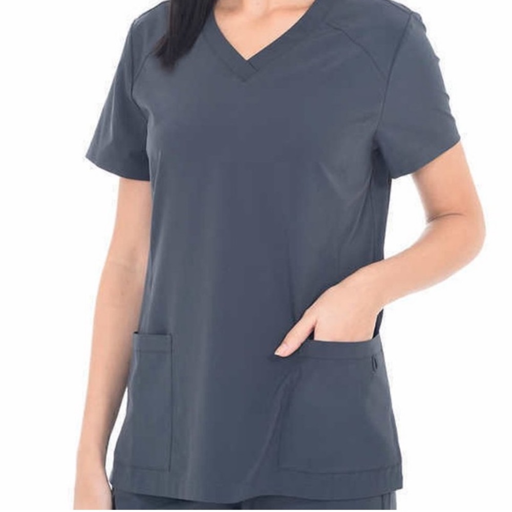 BT Supply Co Ladies' V-Neck Scrub Top, Pewter Gray XXL New